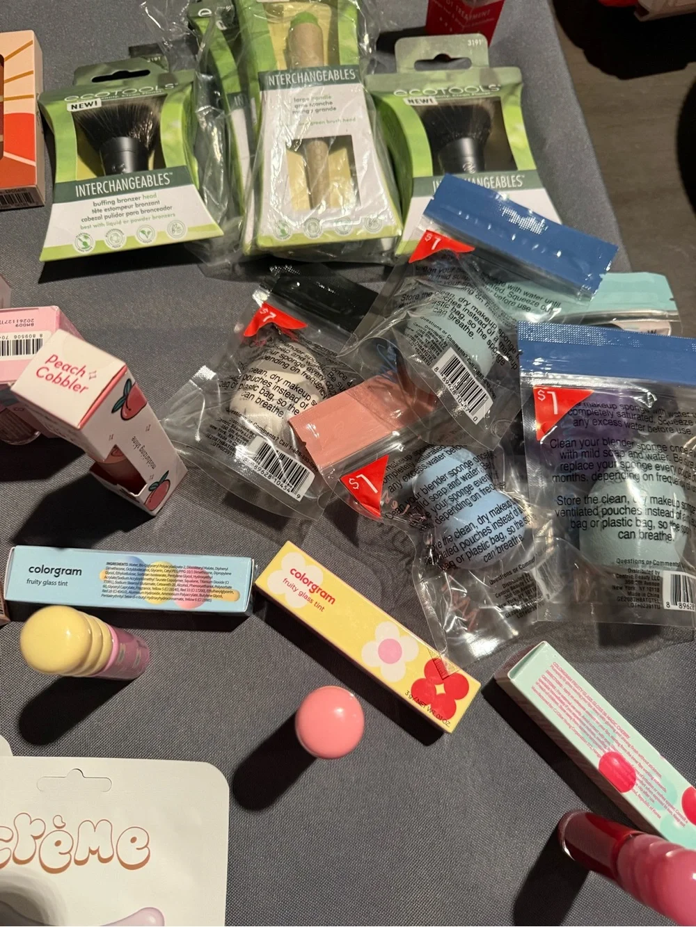 The crème shop, eco brushes, makeup blenders, palette, eyeliner, lippies